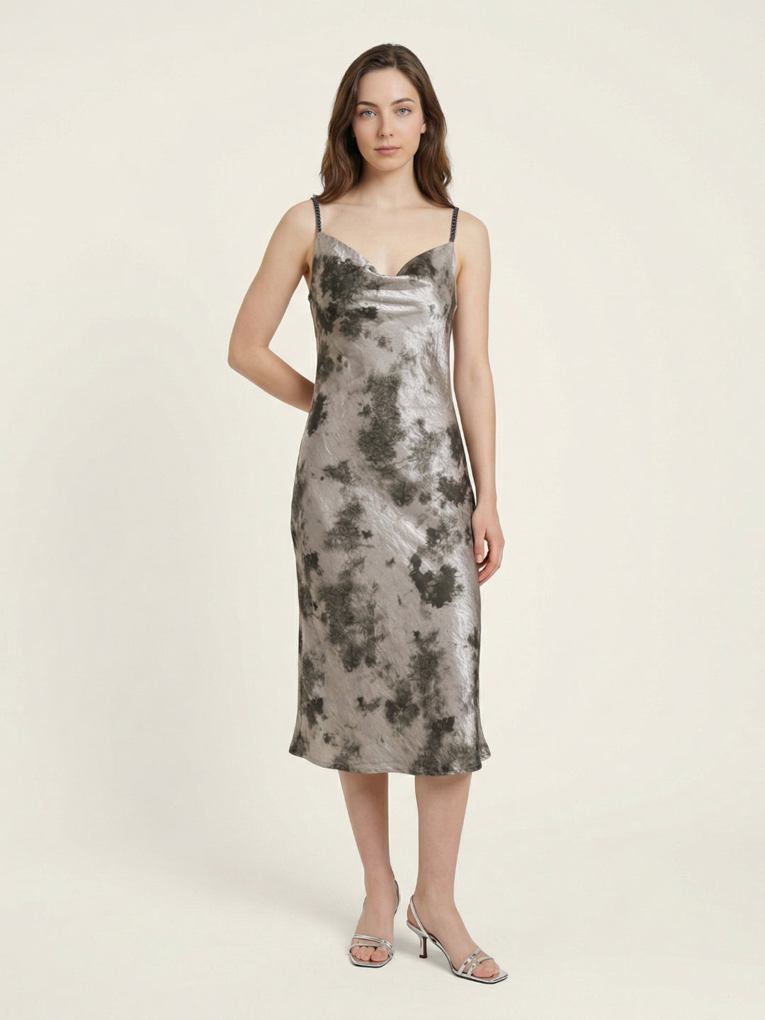 Iconic Women Grey Tie-Dye Slim Fit Dress