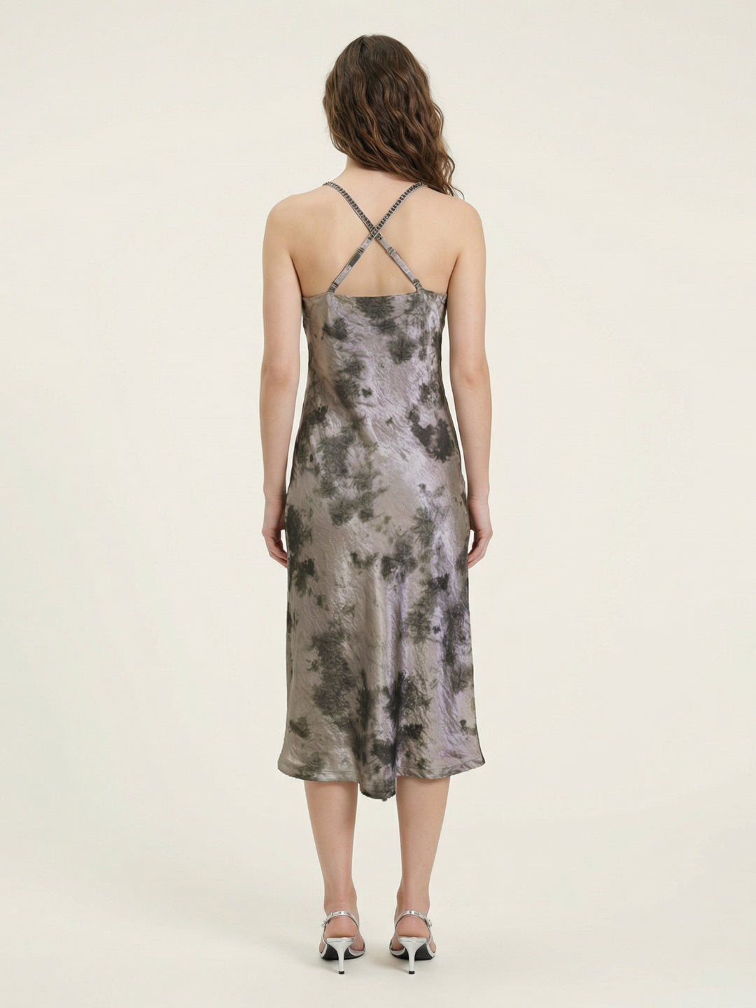 Iconic Women Grey Tie-Dye Slim Fit Dress