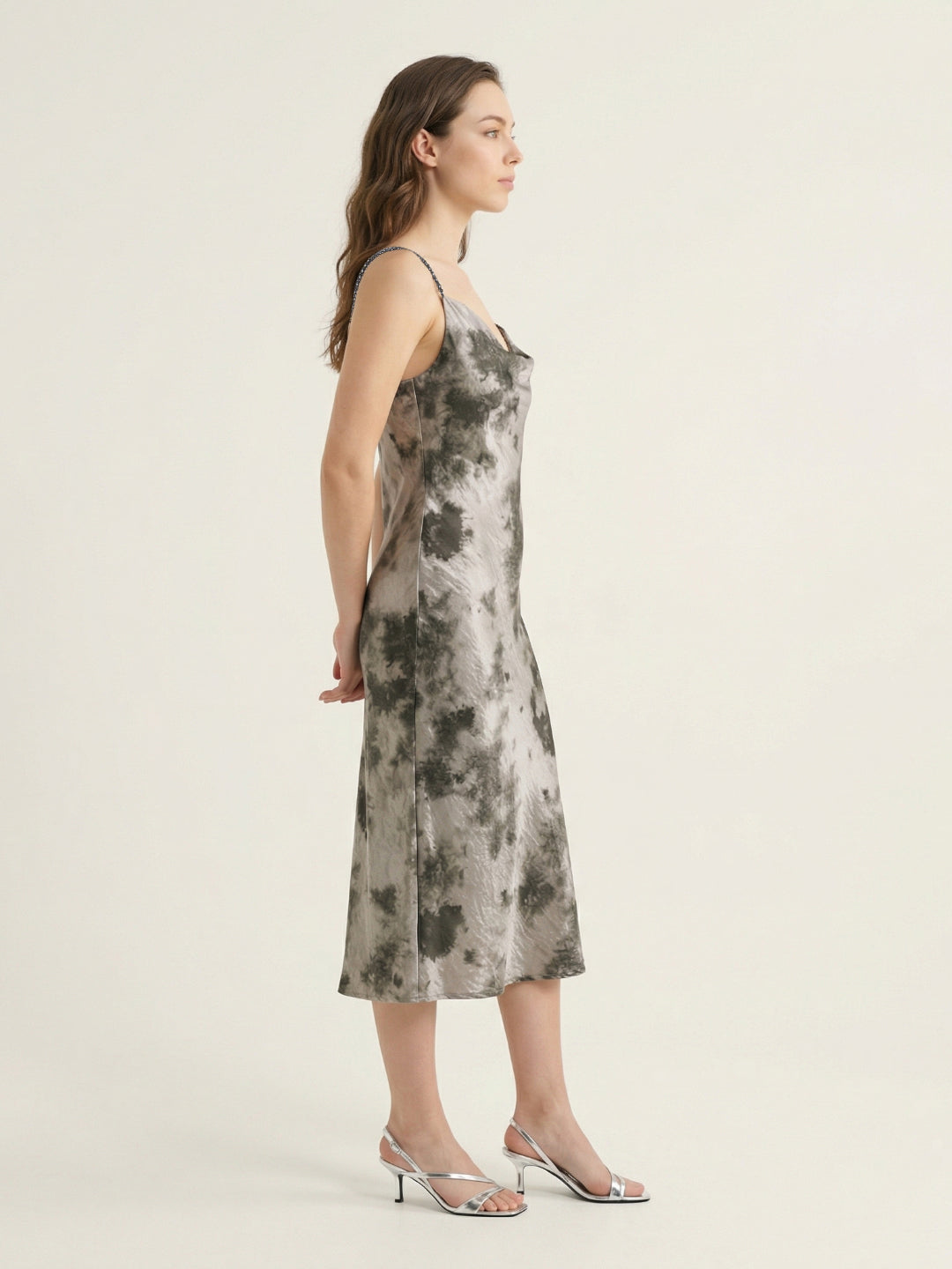 Iconic Women Grey Tie-Dye Slim Fit Dress