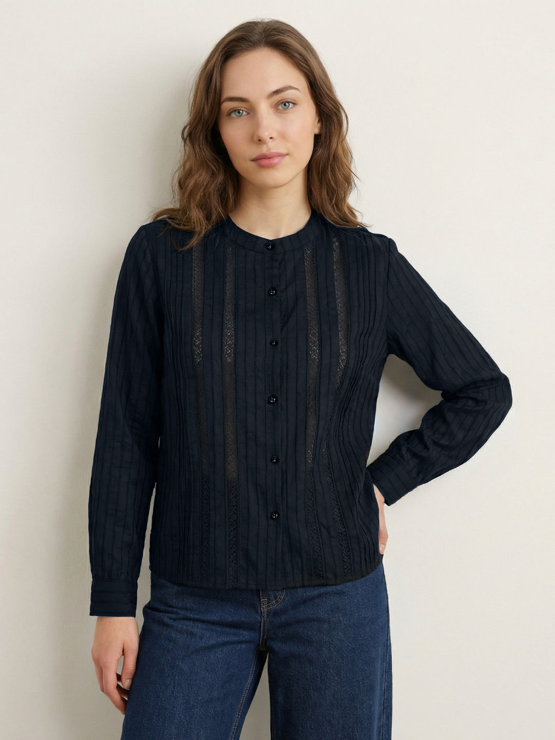 Iconic Women Black Striped Regular Fit Shirt