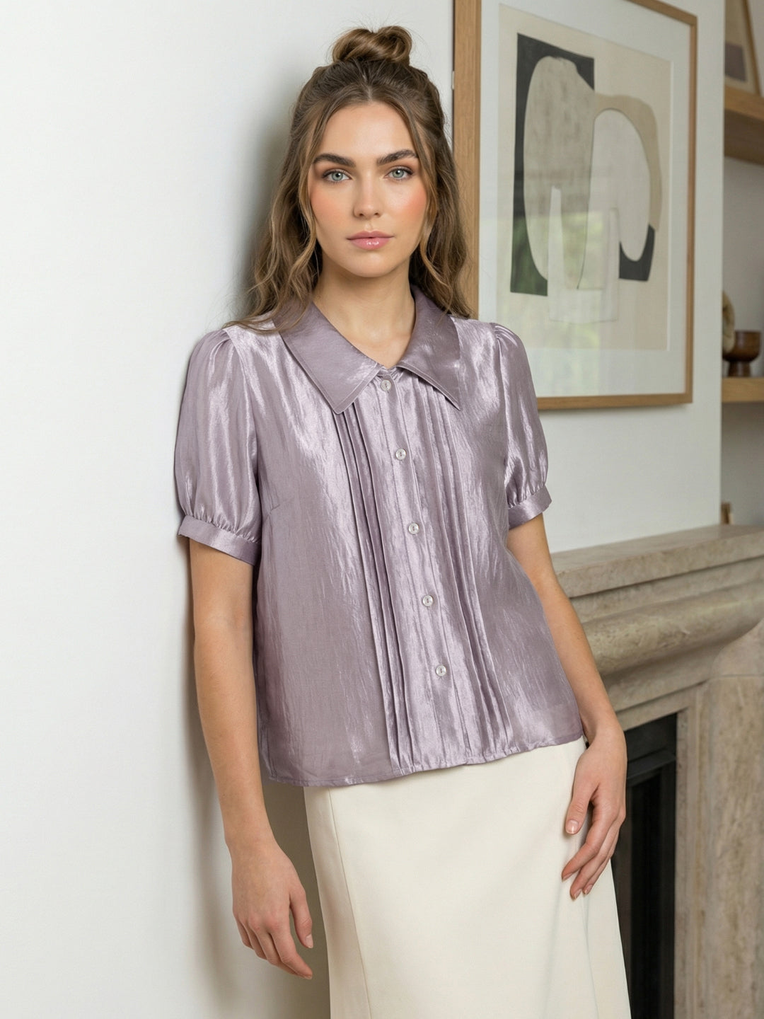 Iconic Women Purple Solid Shirt