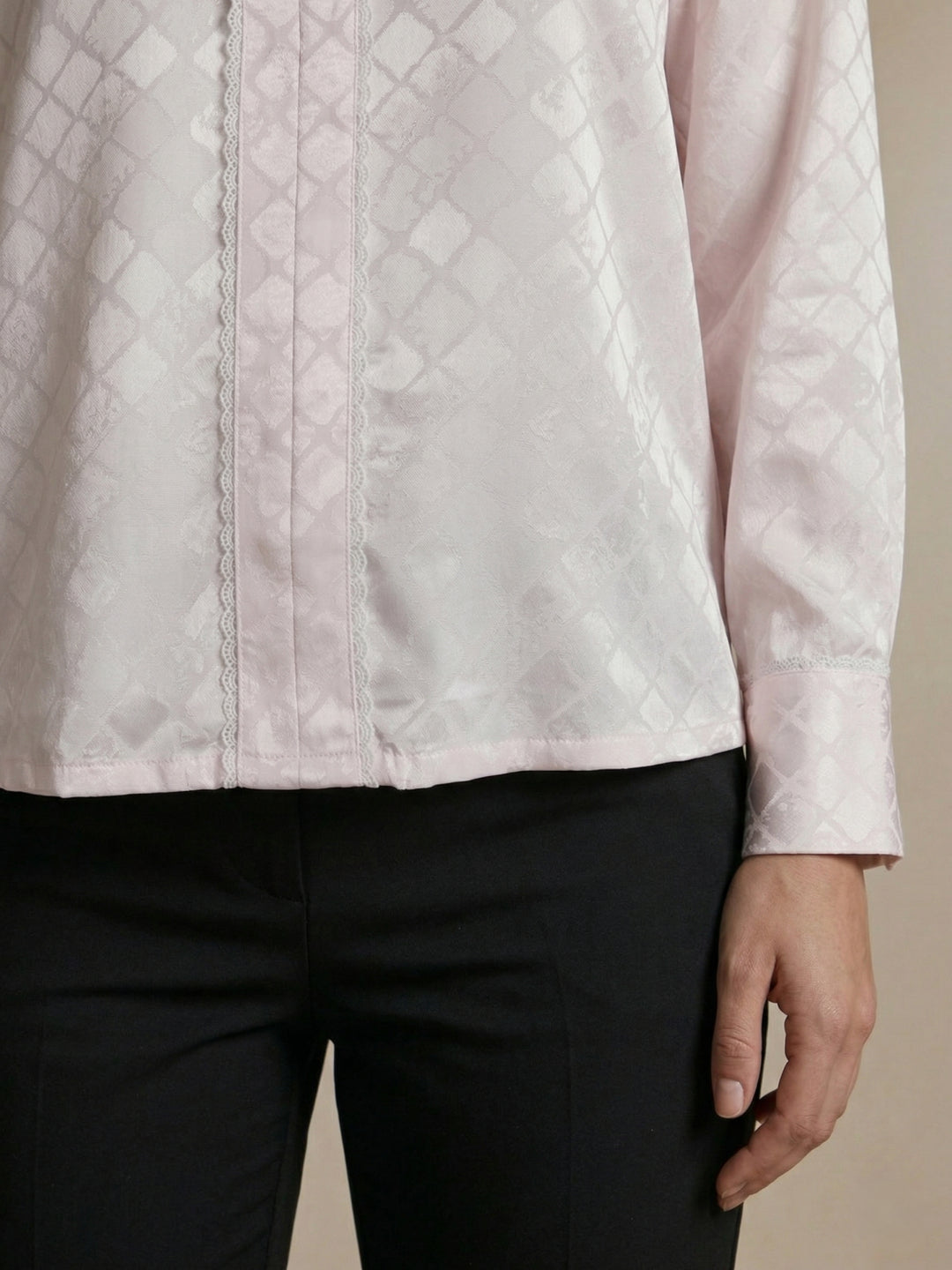 Iconic Women Pink Jacquard Top