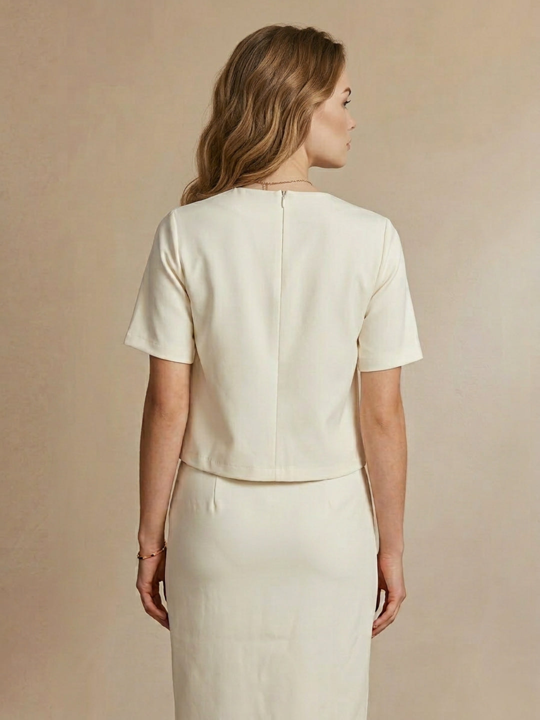 Iconic Women Cream Solid Regular Fit Top