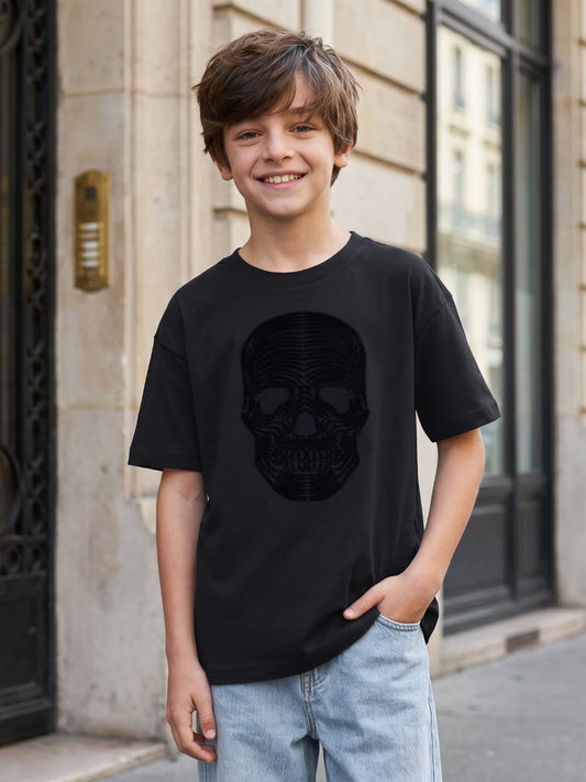 Antony Morato Black Cotton Printed Boys T Shirt