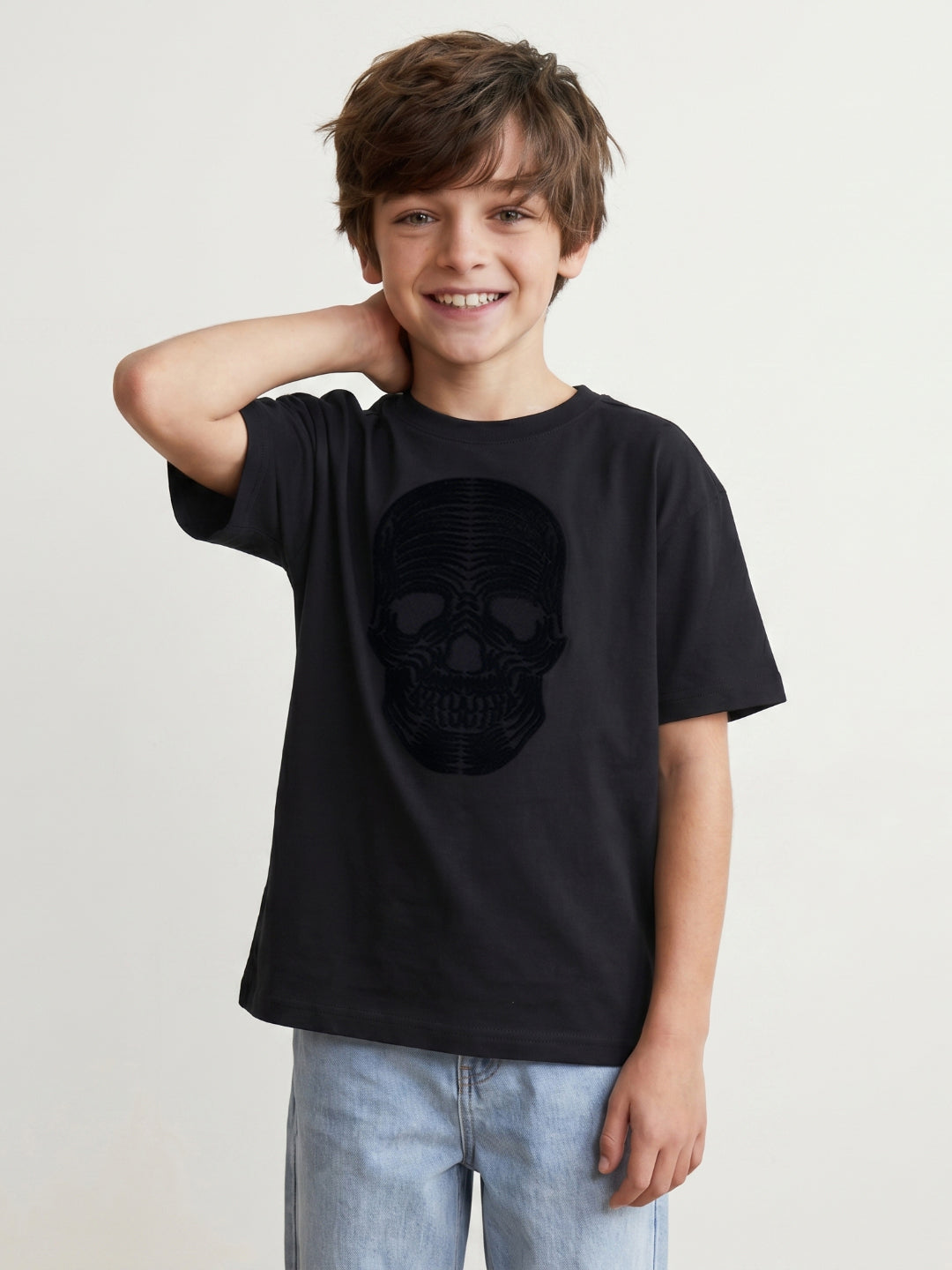 Antony Morato Black Cotton Printed Boys T Shirt