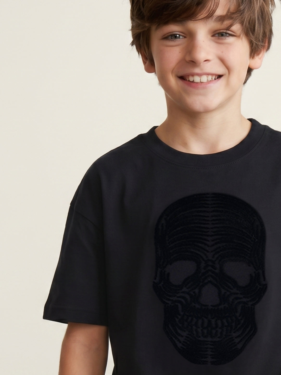 Antony Morato Black Cotton Printed Boys T Shirt