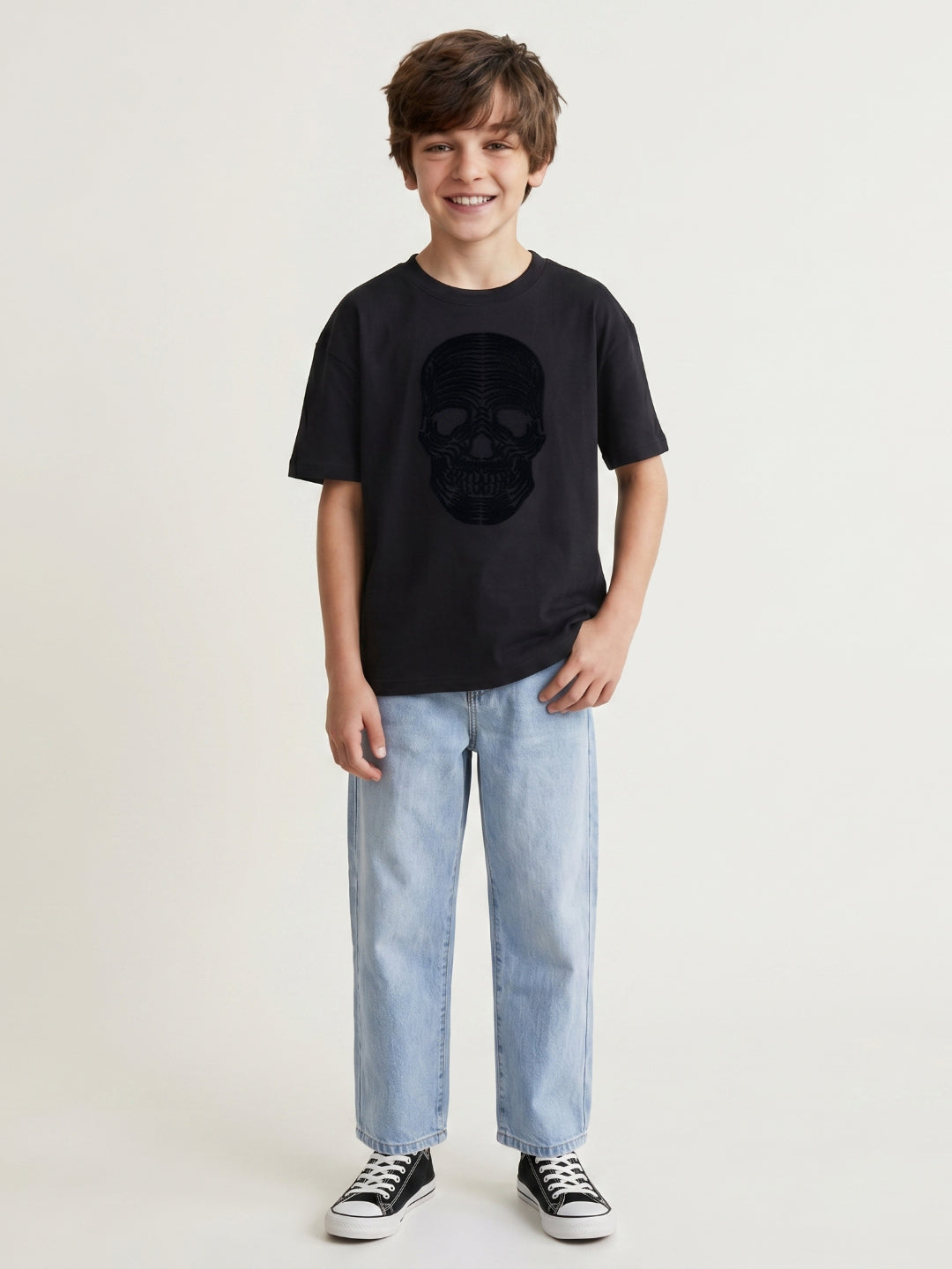 Antony Morato Black Cotton Printed Boys T Shirt