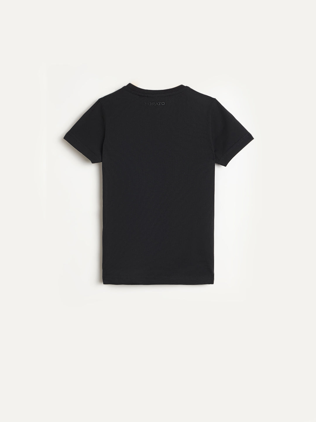 Antony Morato Boys Black Embroidered Round Neck T-Shirt