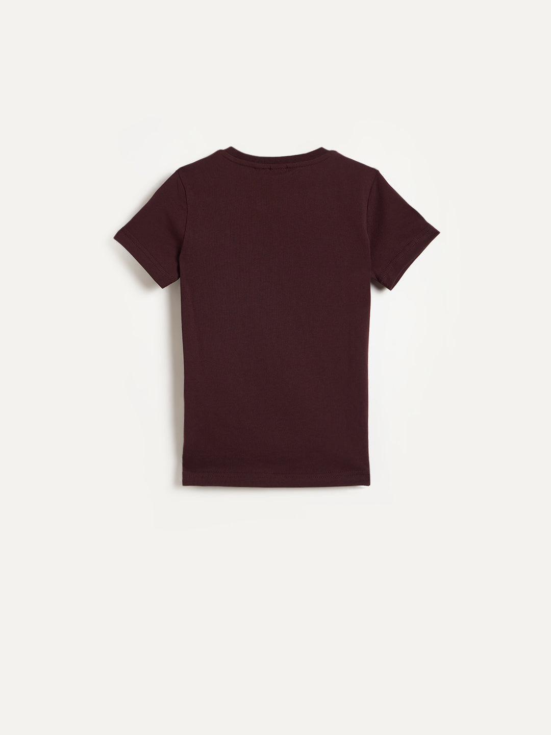 Antony Morato Boys Maroon Embroidered Round Neck T-Shirt