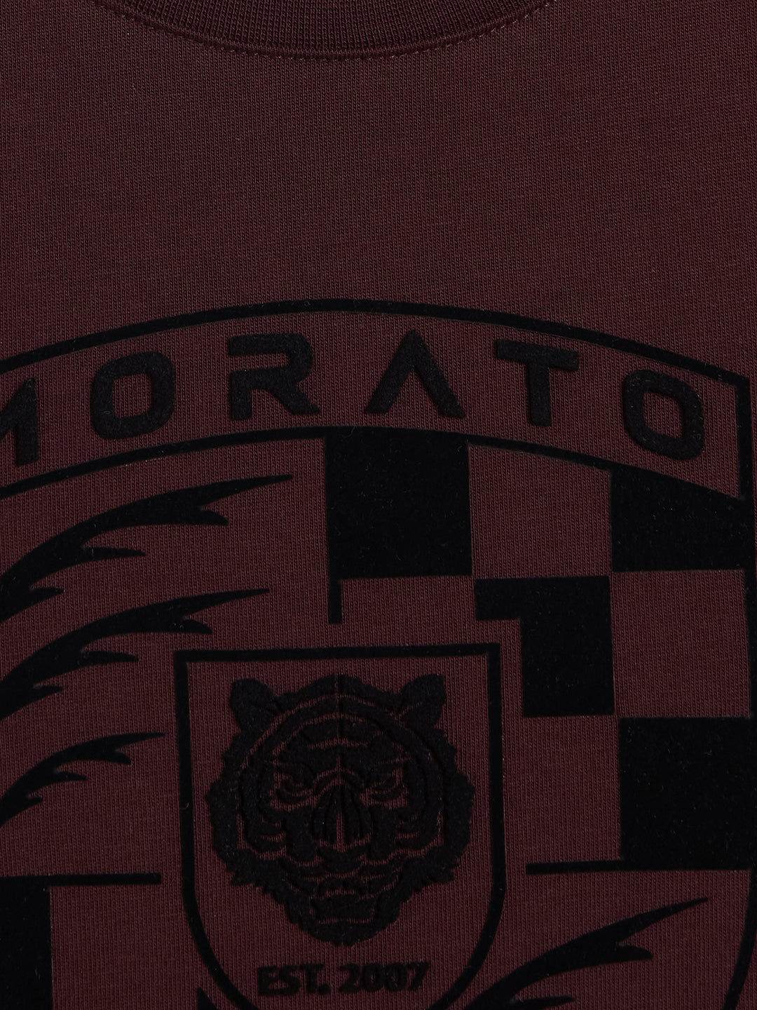 Antony Morato Boys Maroon Embroidered Round Neck T-Shirt