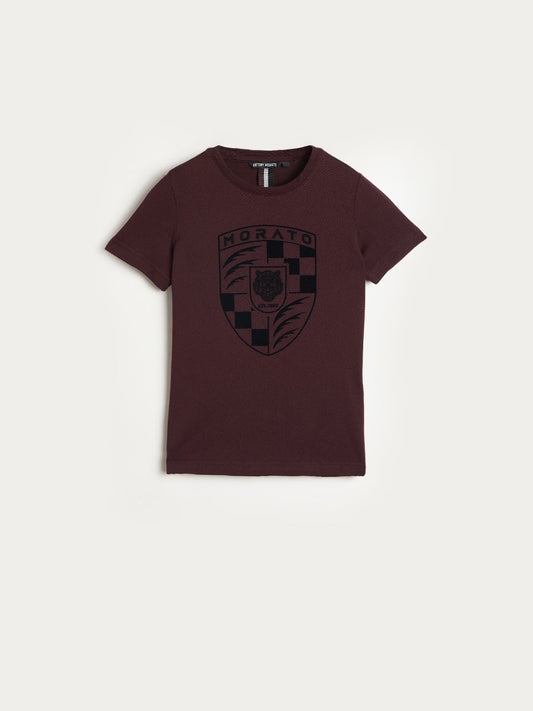Antony Morato Boys Maroon Graphic Print Regular Fit Pure Cotton T-Shirt