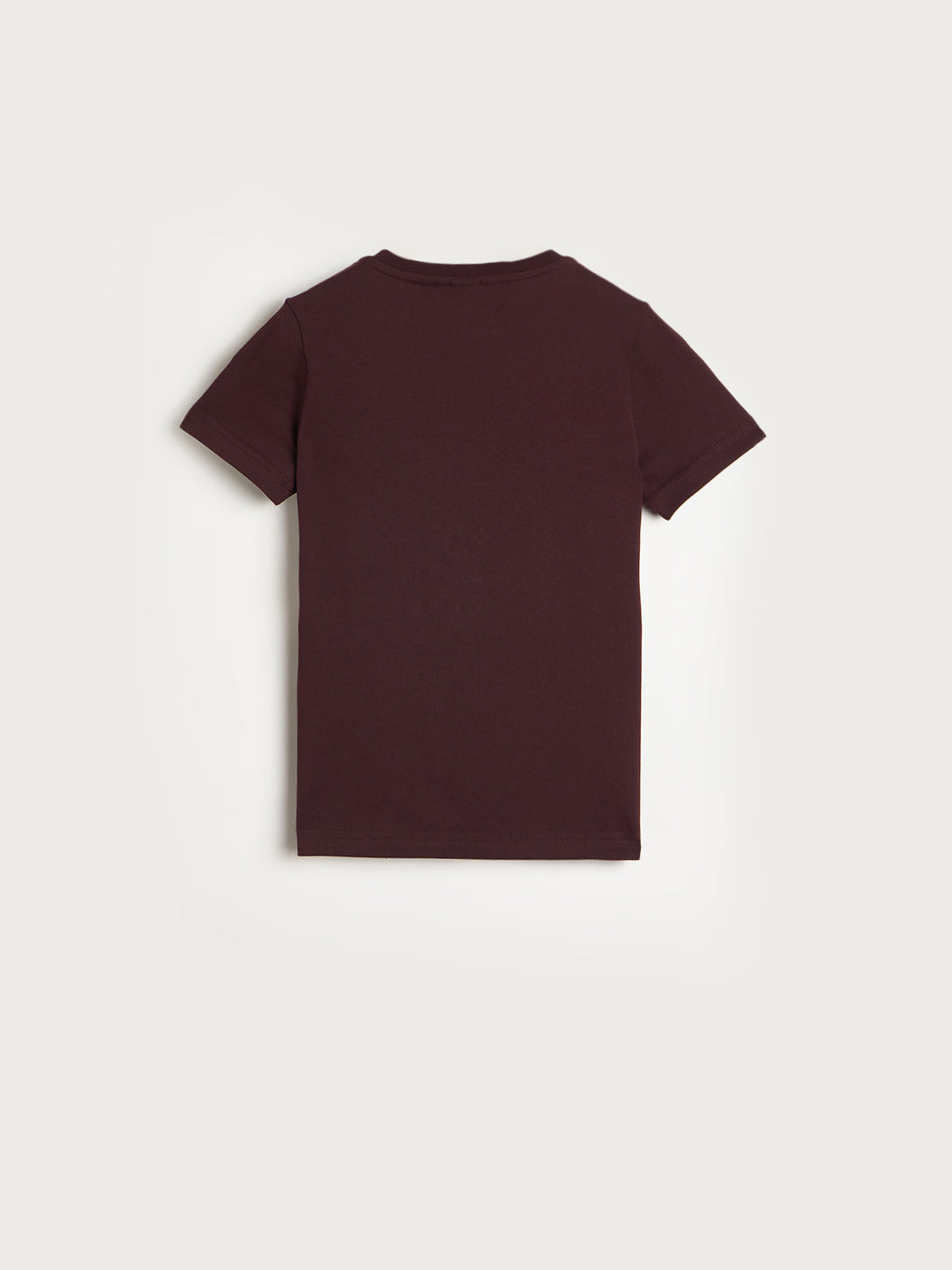 Antony Morato Boys Maroon Embroidered Round Neck T-Shirt