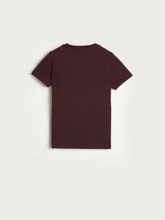 Antony Morato Boys Maroon Graphic Print Regular Fit Pure Cotton T-Shirt