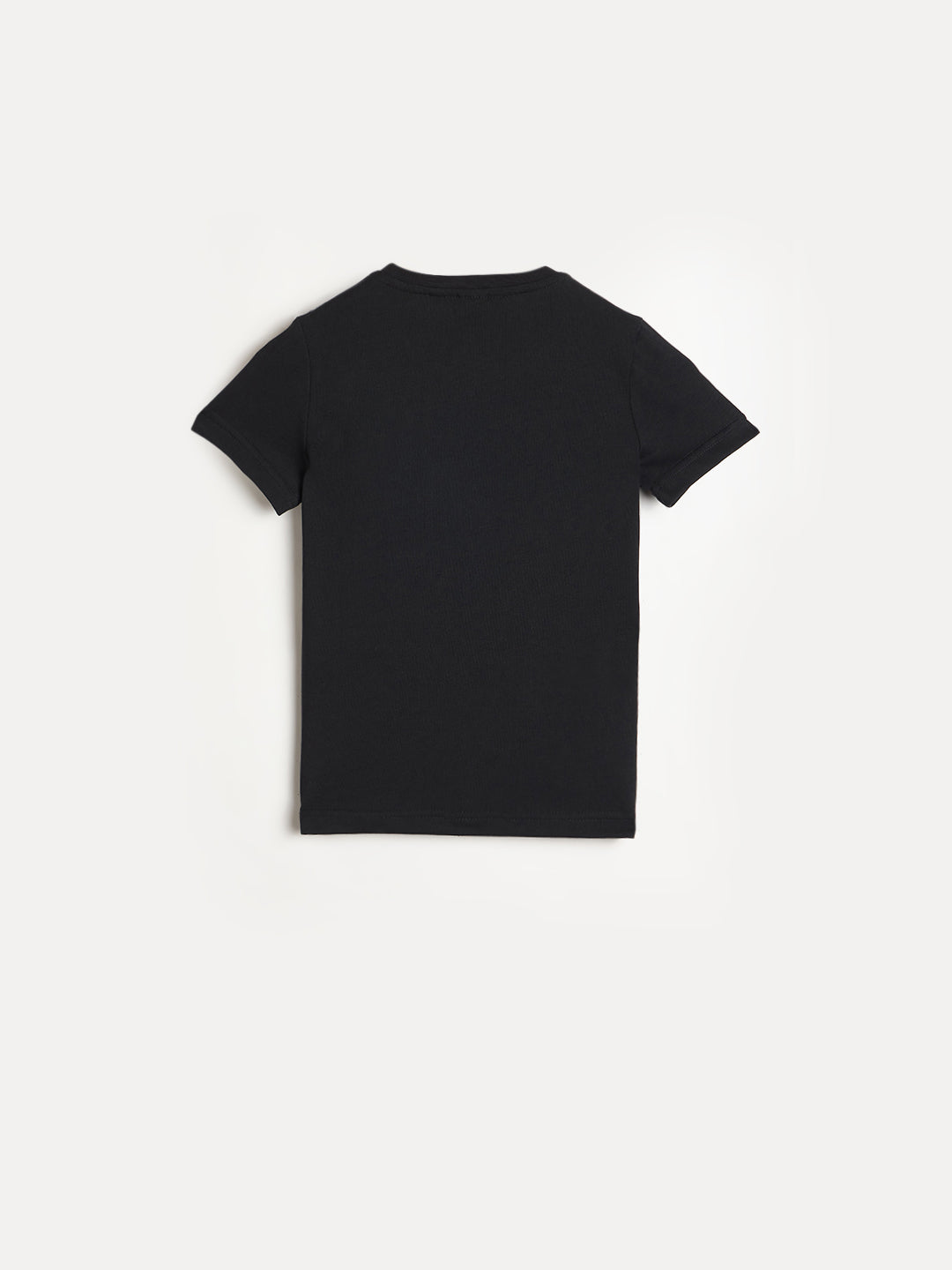 Antony Morato Boys Black Embroidered Round Neck T-Shirt