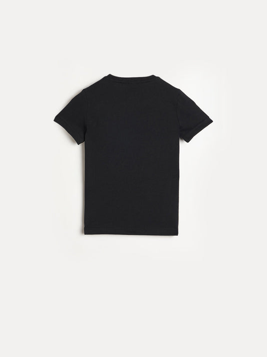 Antony Morato Boys Black Graphic Print Regular Fit Pure Cotton T-Shirt