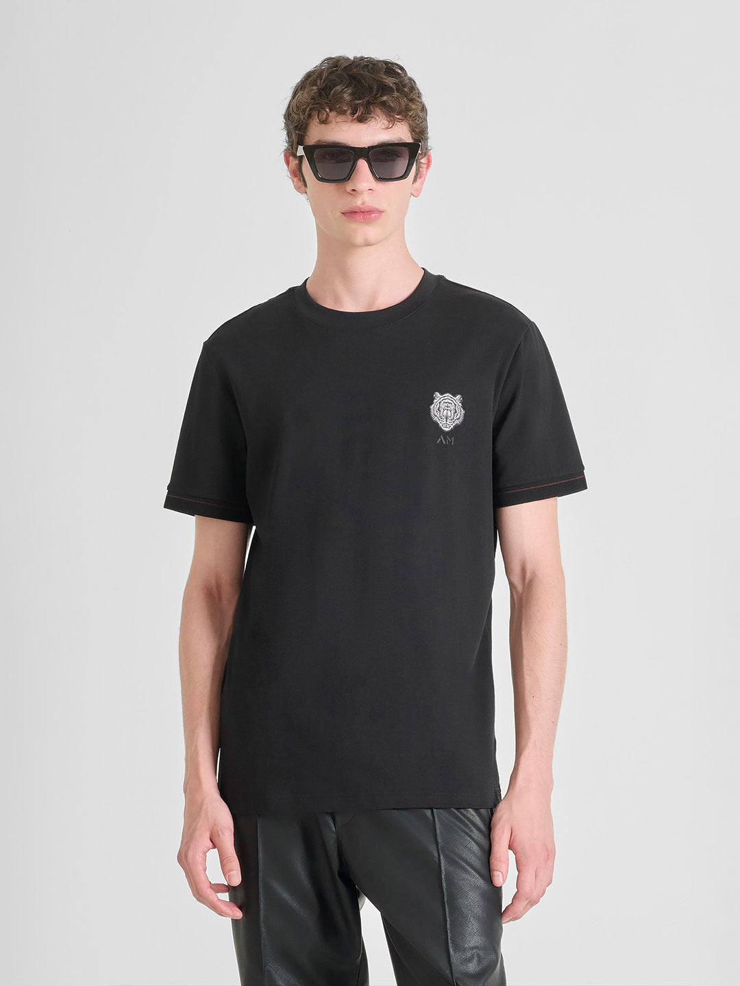 ANTONY MORATO Men Black Jersey Slim Fit T-Shirt