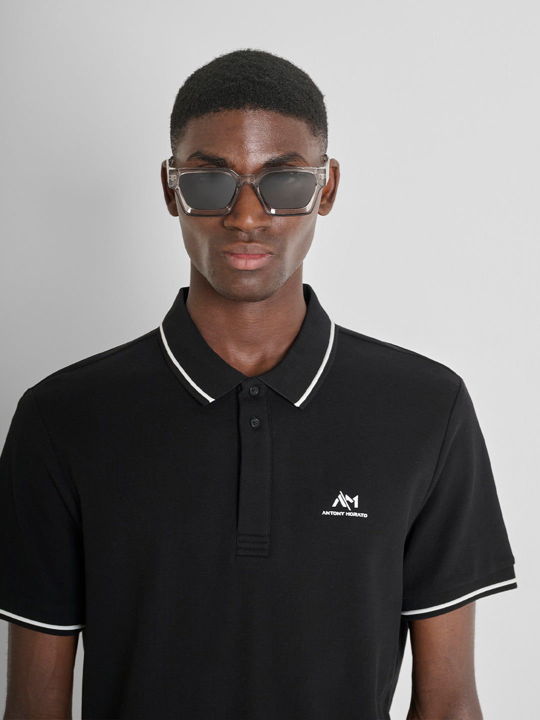 ANTONY MORATO Men Black Piquet Cotton Polo T-Shirt