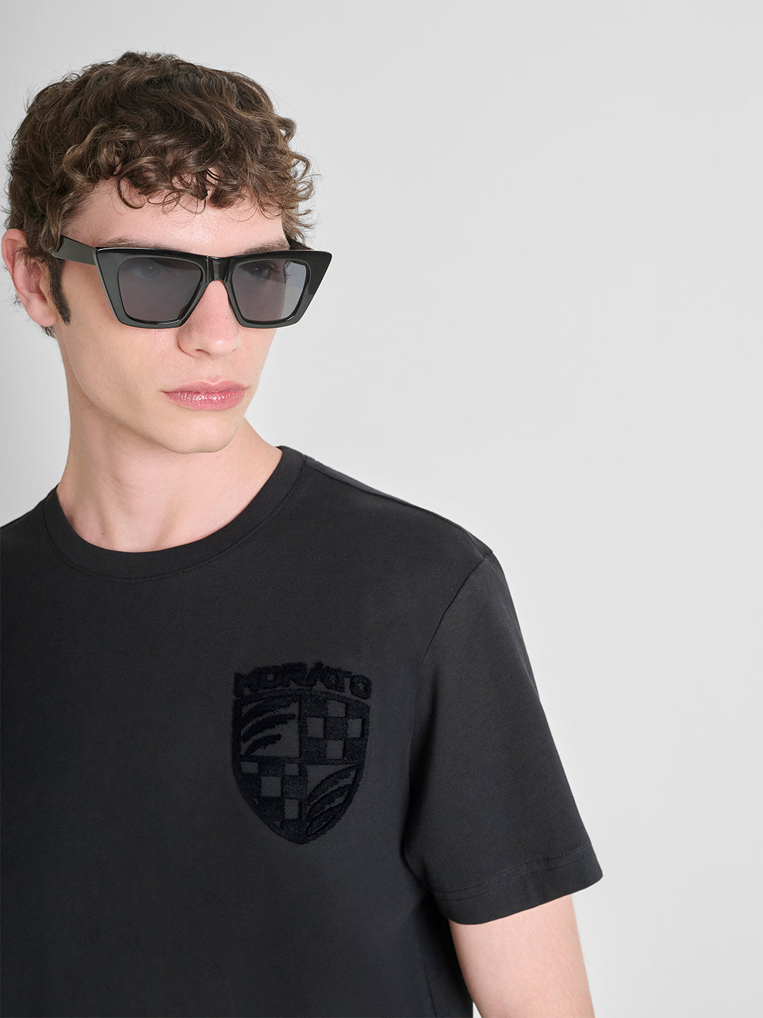 ANTONY MORATO Men Black Jersey Embroidered T-Shirt