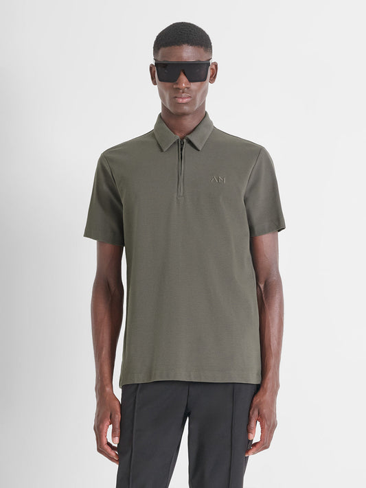 ANTONY MORATO Men Green Dobby Jersey Polo T-Shirt