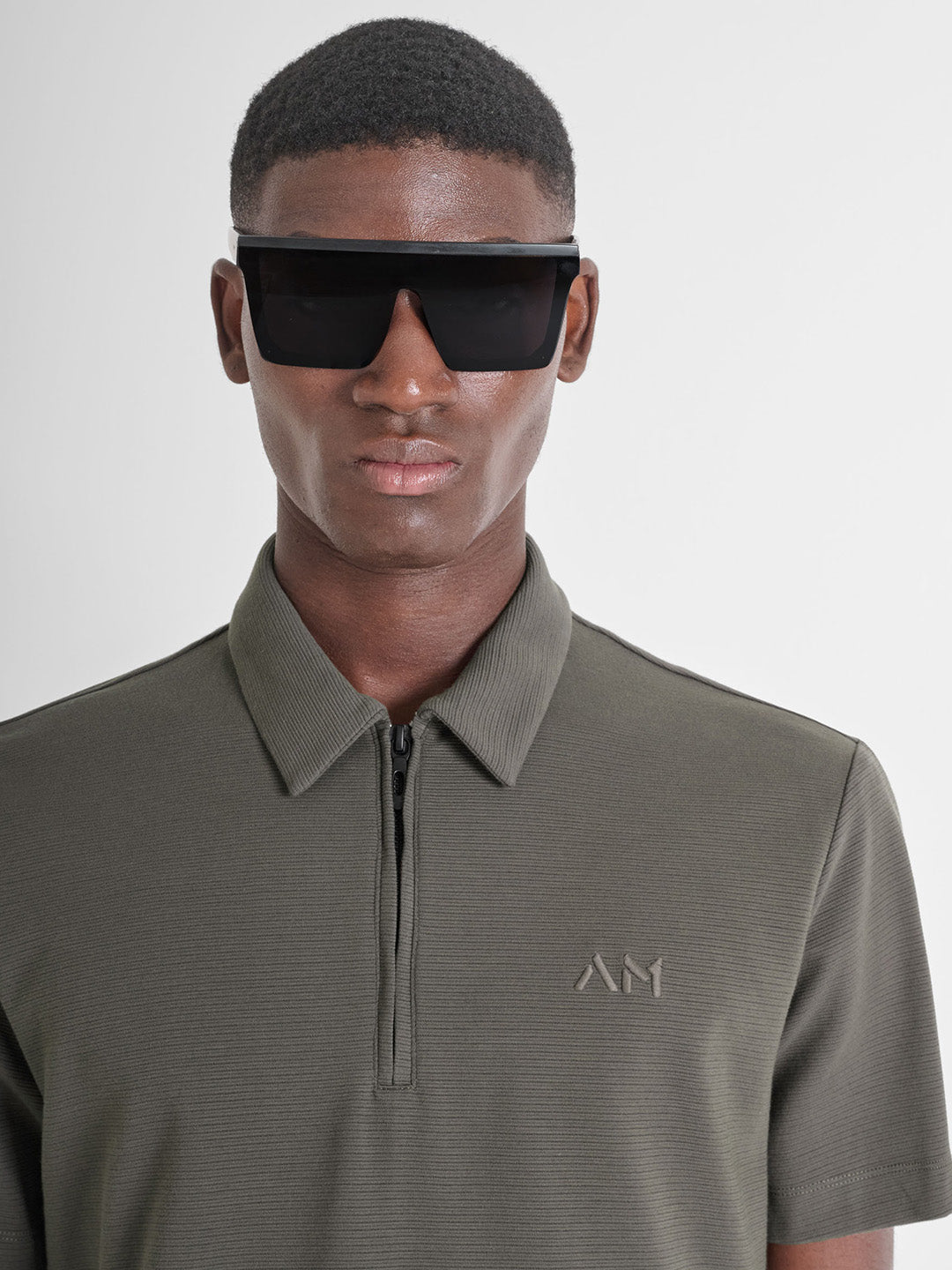 ANTONY MORATO Men Green Dobby Jersey Polo T-Shirt