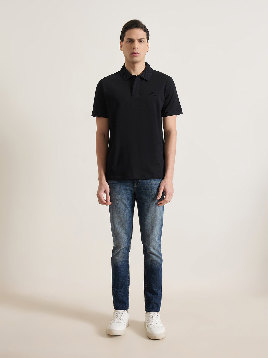 Antony Morato Men Black Solid Regular Fit Pure Cotton Polo T-Shirt