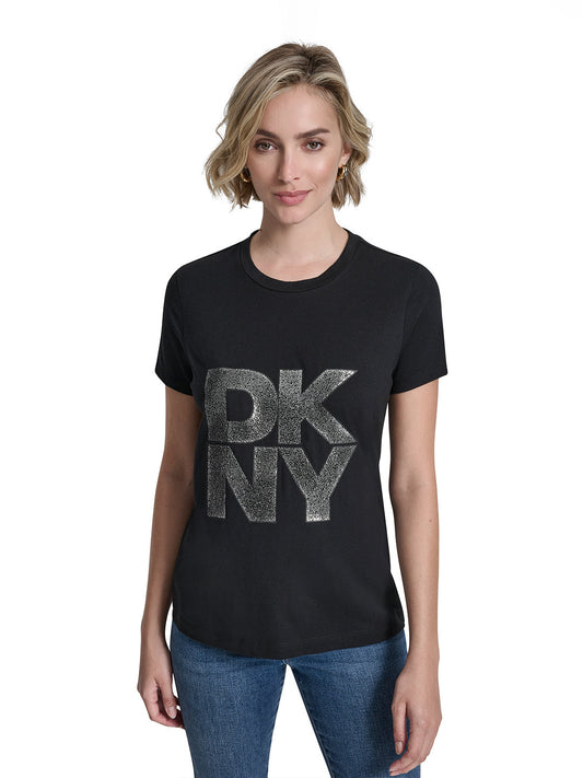 DKNY Women Black Printed Round Neck T-Shirt