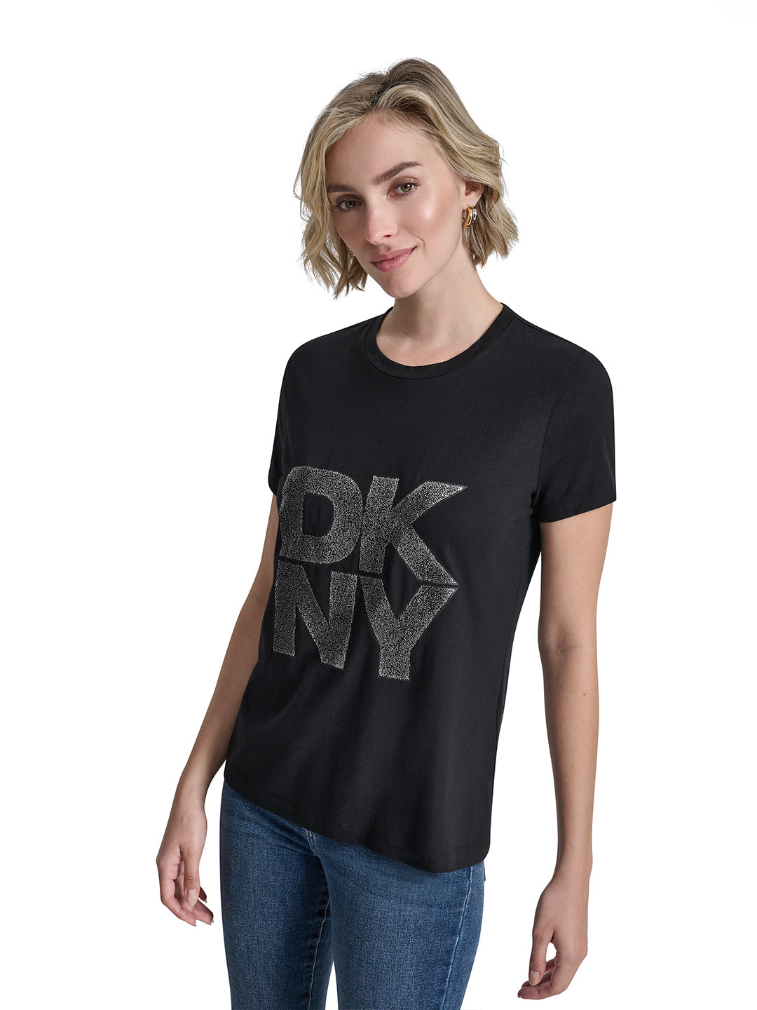 DKNY Women Black Printed Round Neck T-Shirt