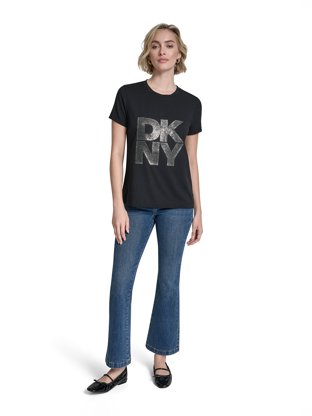 DKNY Women Black Printed Round Neck T-Shirt