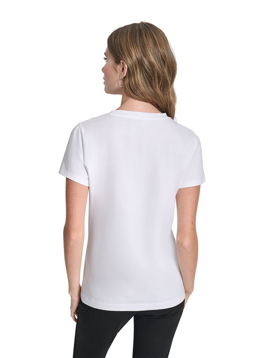 DKNY Women White Printed Round Neck T-Shirt