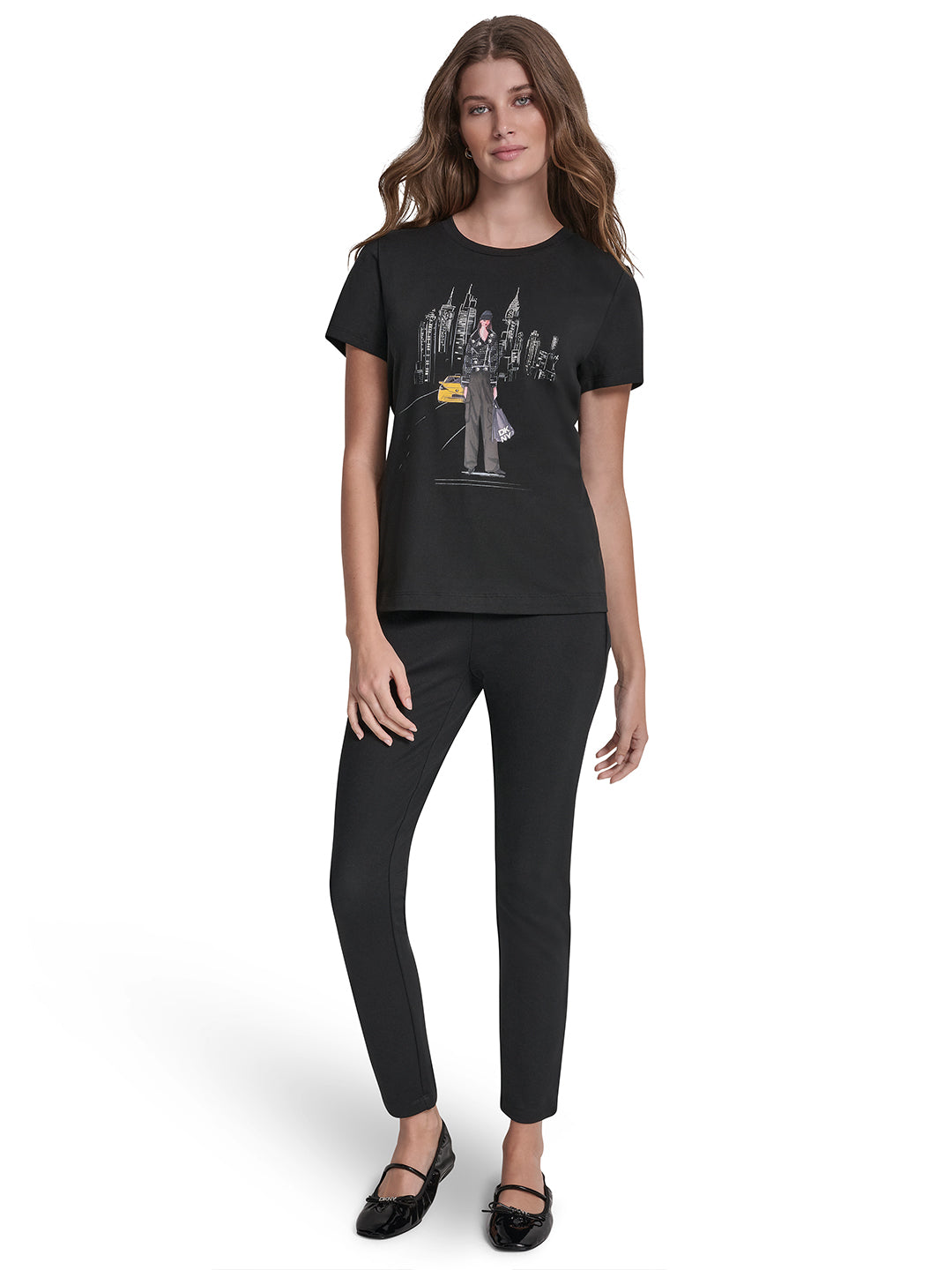 DKNY Women Black Printed Round Neck T-Shirt