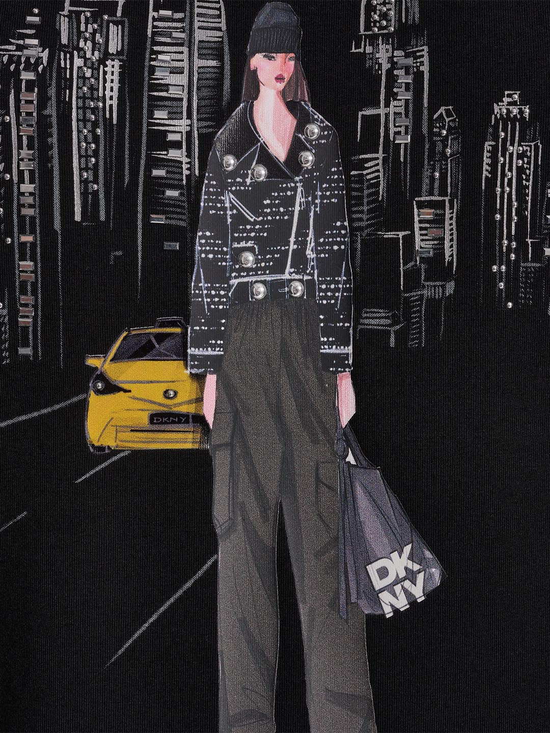 DKNY Women Black Printed Round Neck T-Shirt