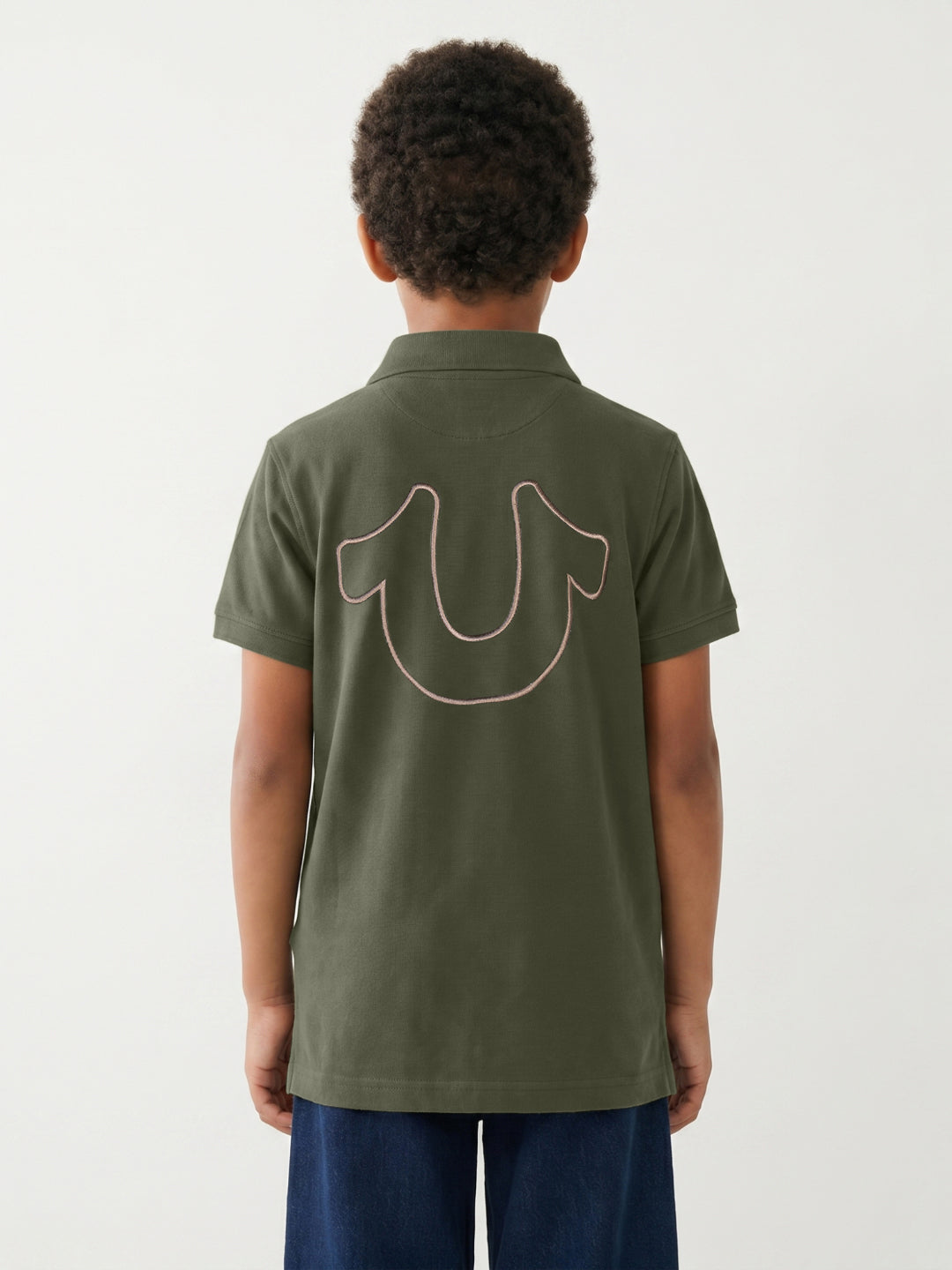 True Religion Boys Green Solid Regular Fit Polo T-Shirt