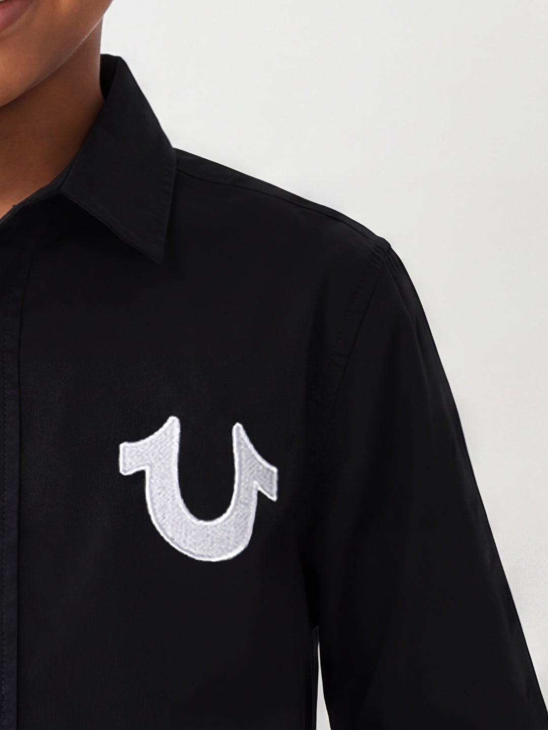 True Religion Boys Black Solid Regular Fit Pure Cotton Shirt