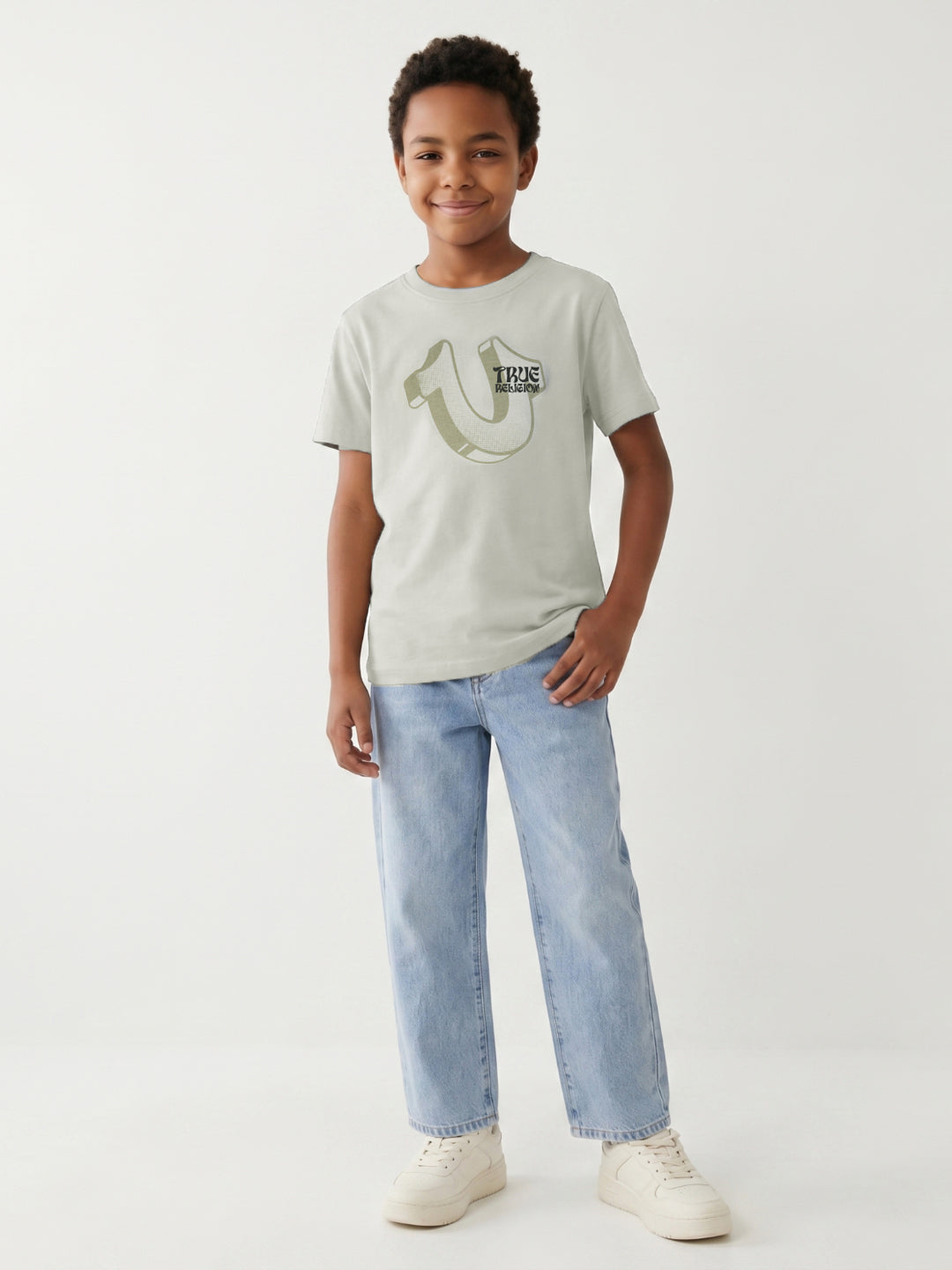 True Religion Boys Beige Cotton T-Shirt