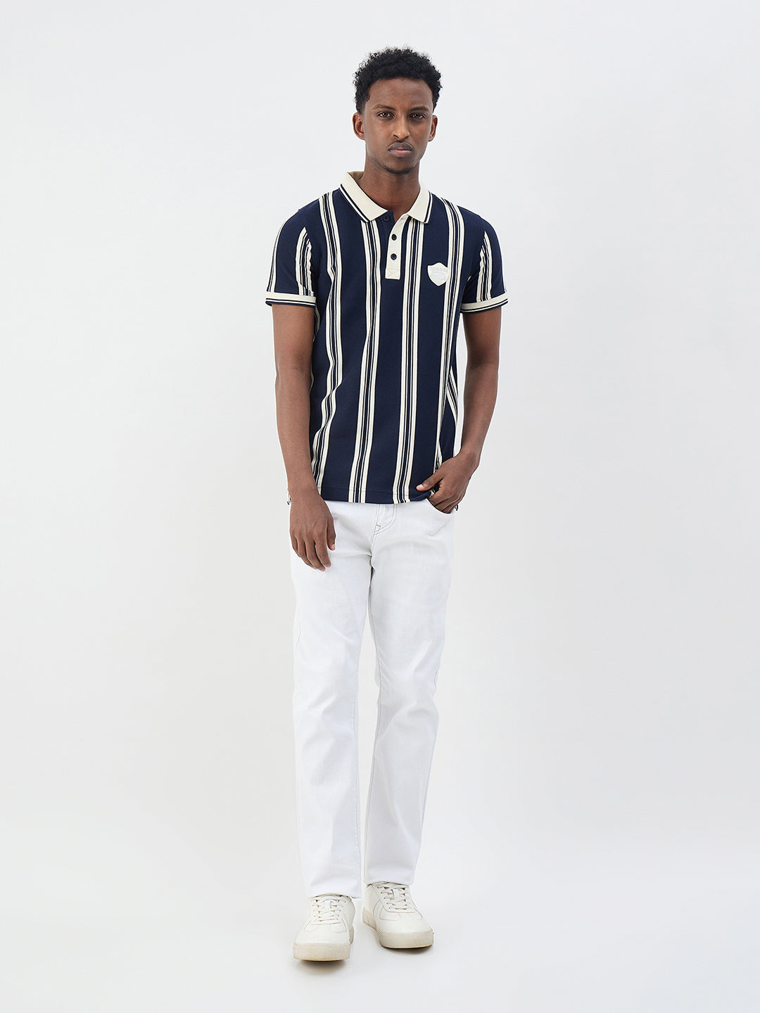 True Religion Men Striped Navy Blue Polo T-Shirt