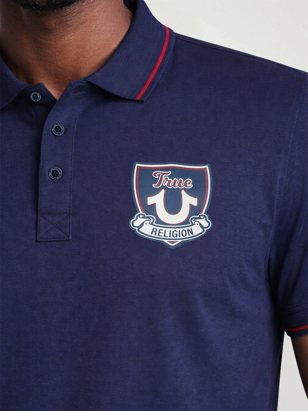 Shop True Religion Men Navy Blue Solid Regular Fit Pure Cotton