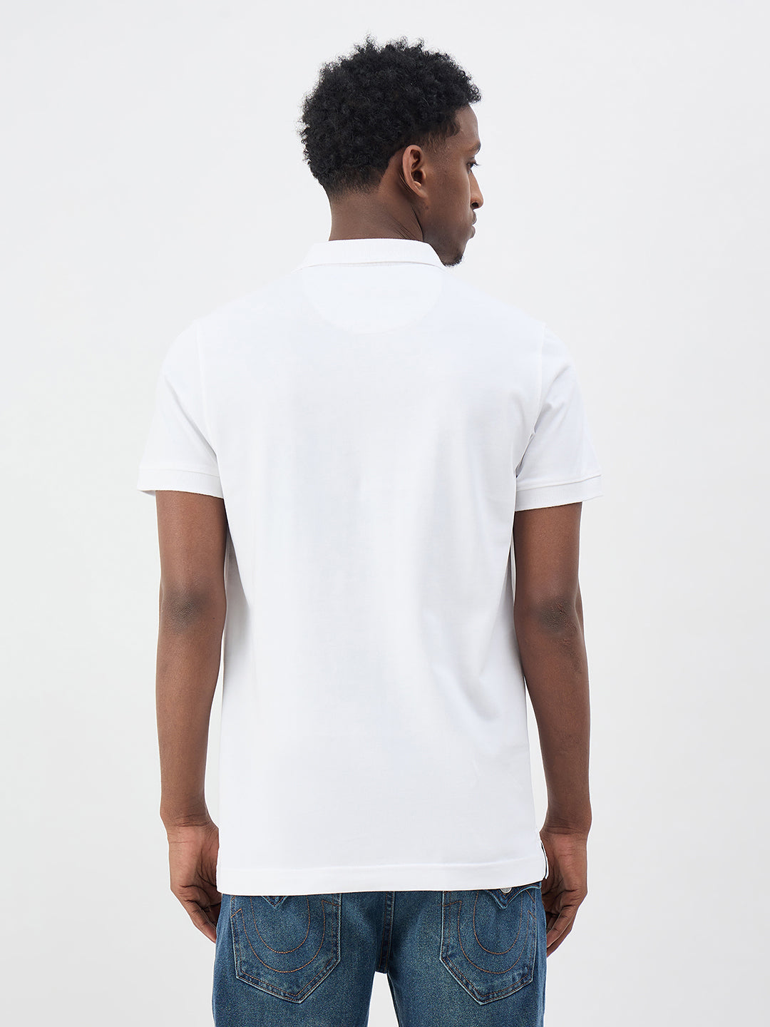 True Religion Men Printed White Polo T-Shirt