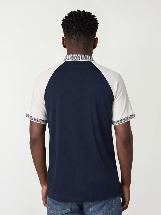 True Religion Men Navy Blue Solid Regular Fit Polo T-Shirt