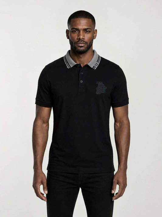 True Religion Men Black Solid Regular Fit Polo T-Shirt