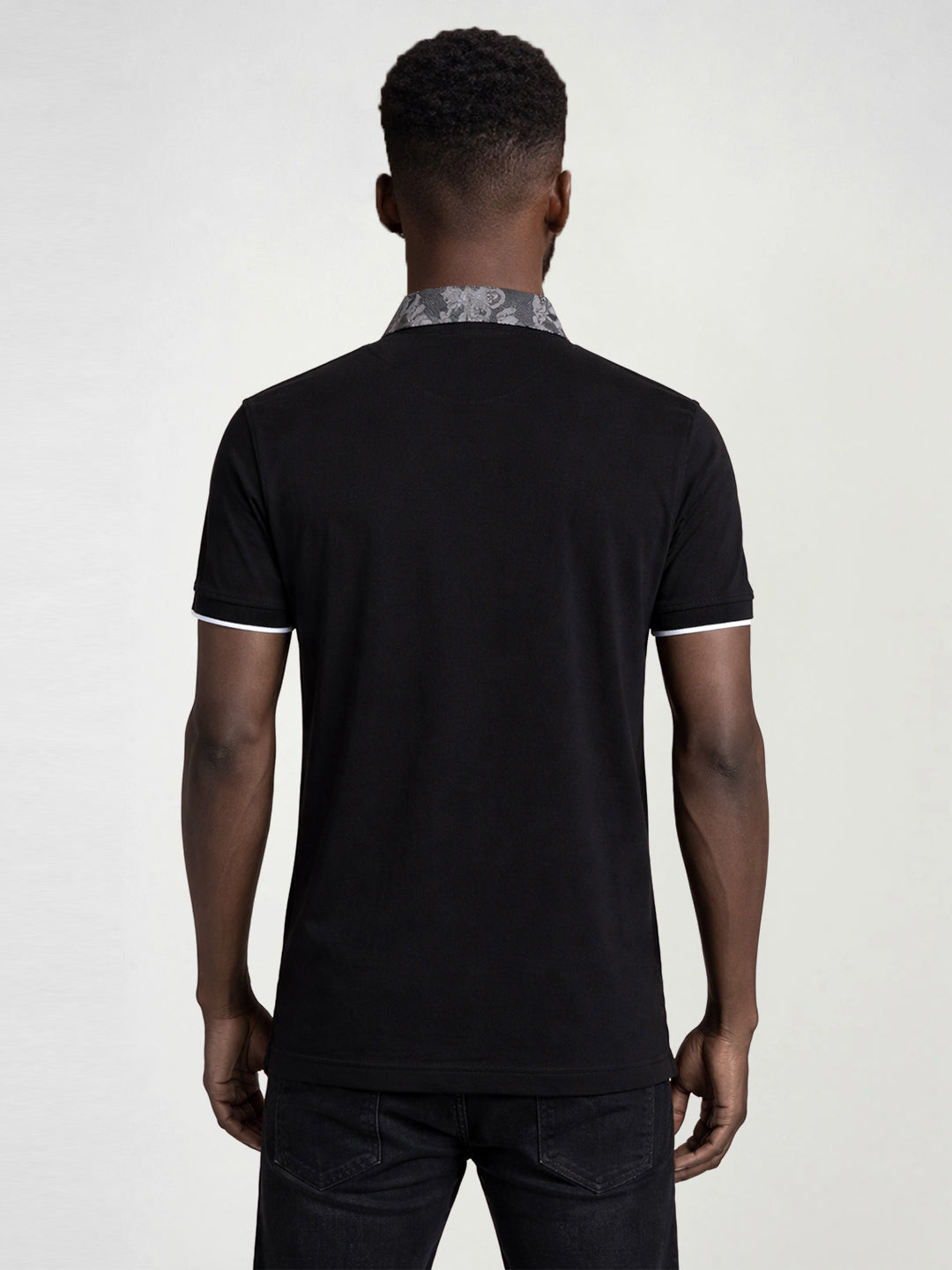 True Religion Men Black Solid Polo T-Shirt
