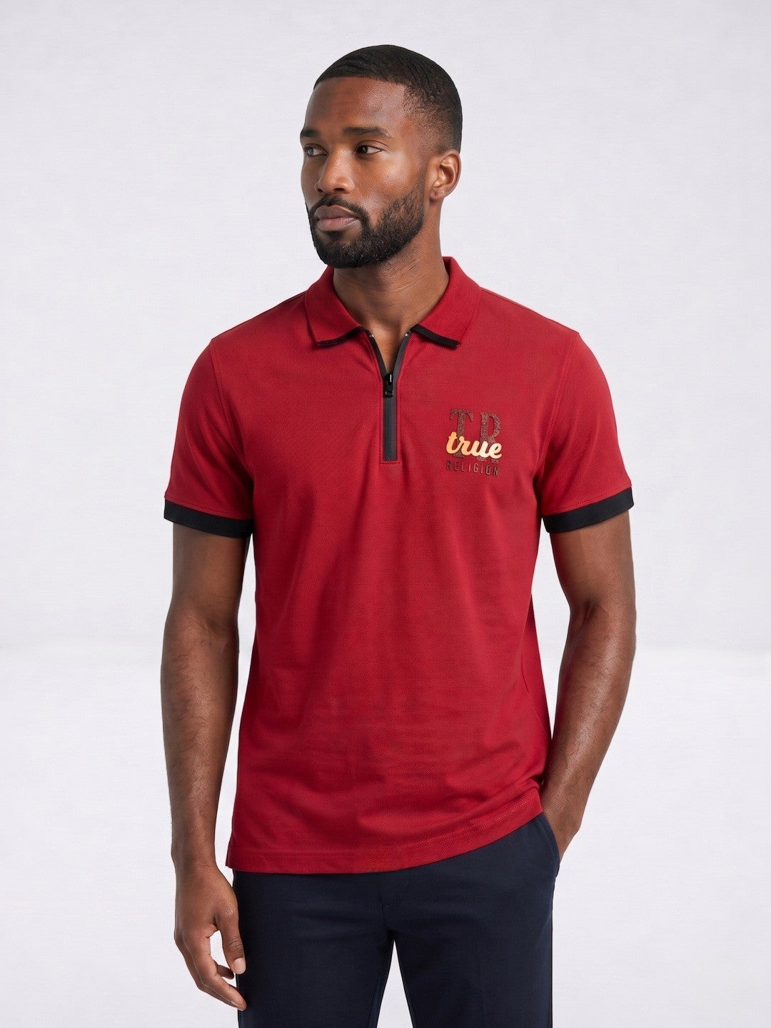 True Religion Red Cotton Men Polo T shirt