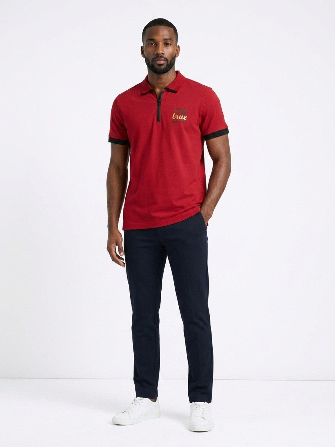 True Religion Red Cotton Men Polo T shirt