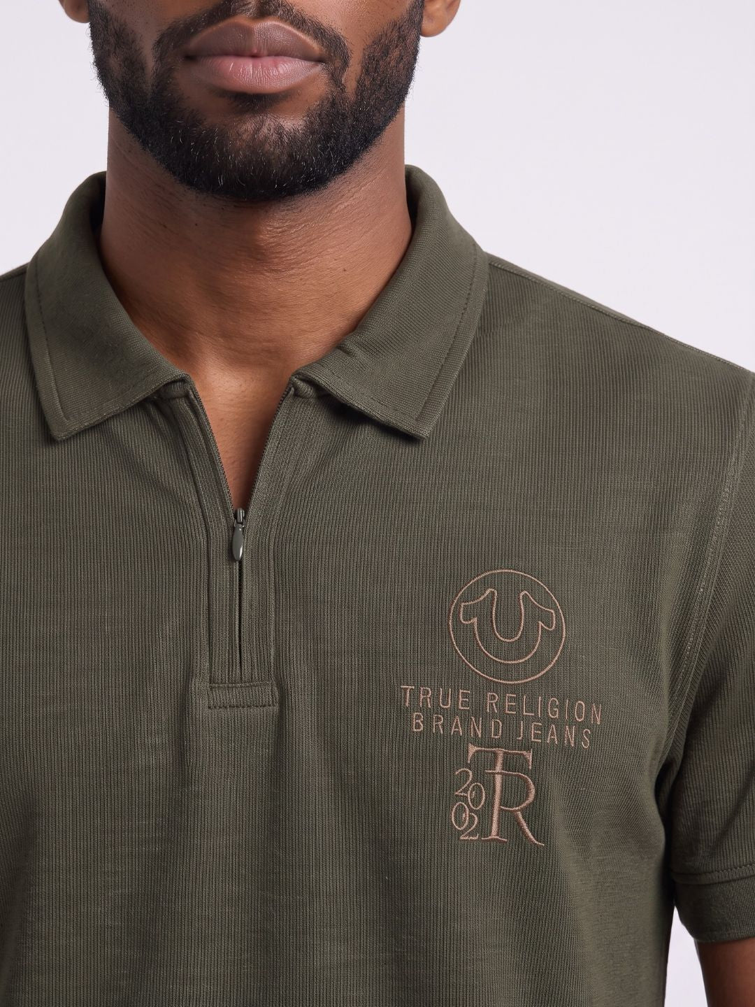 True Religion Men Green Solid Regular Fit Polo T-Shirt