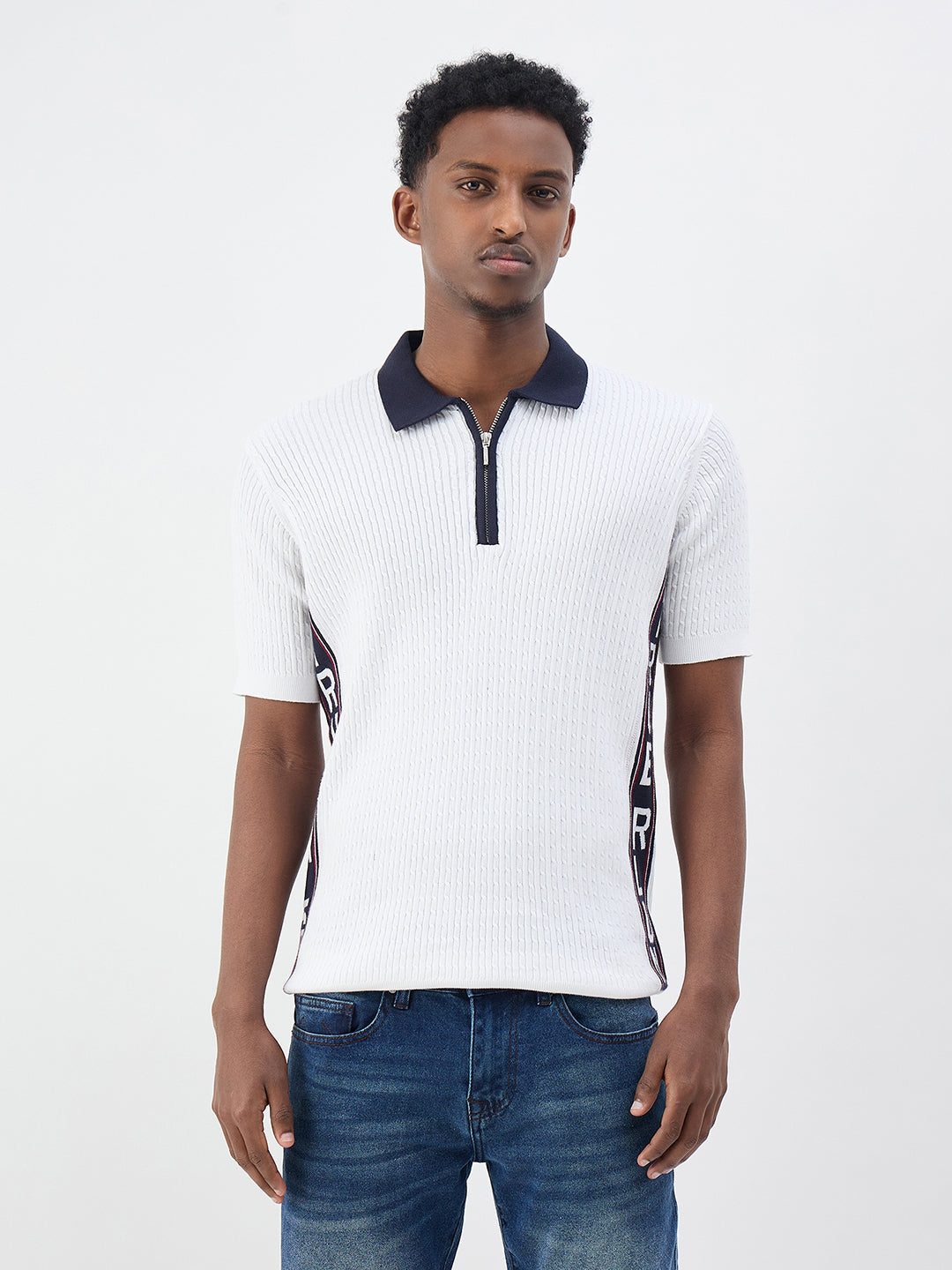 True Religion Men Solid White Polo T-Shirt