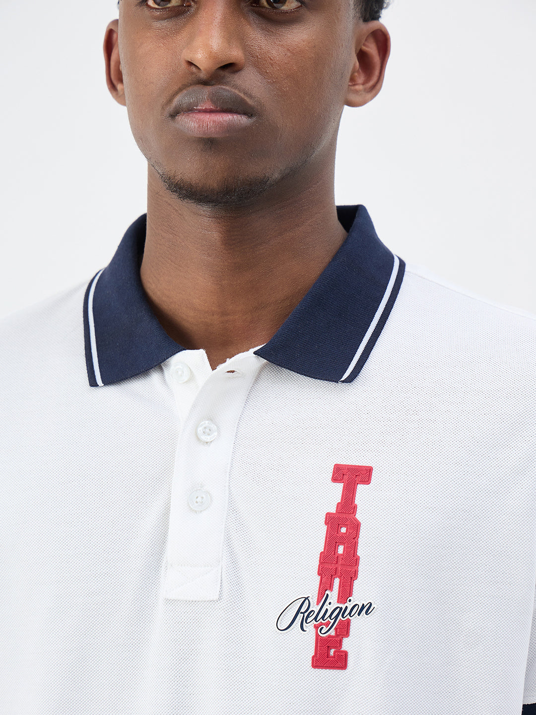 True Religion Men Solid White Polo T-Shirt
