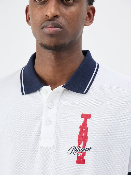True Religion Men Solid White Polo T-Shirt