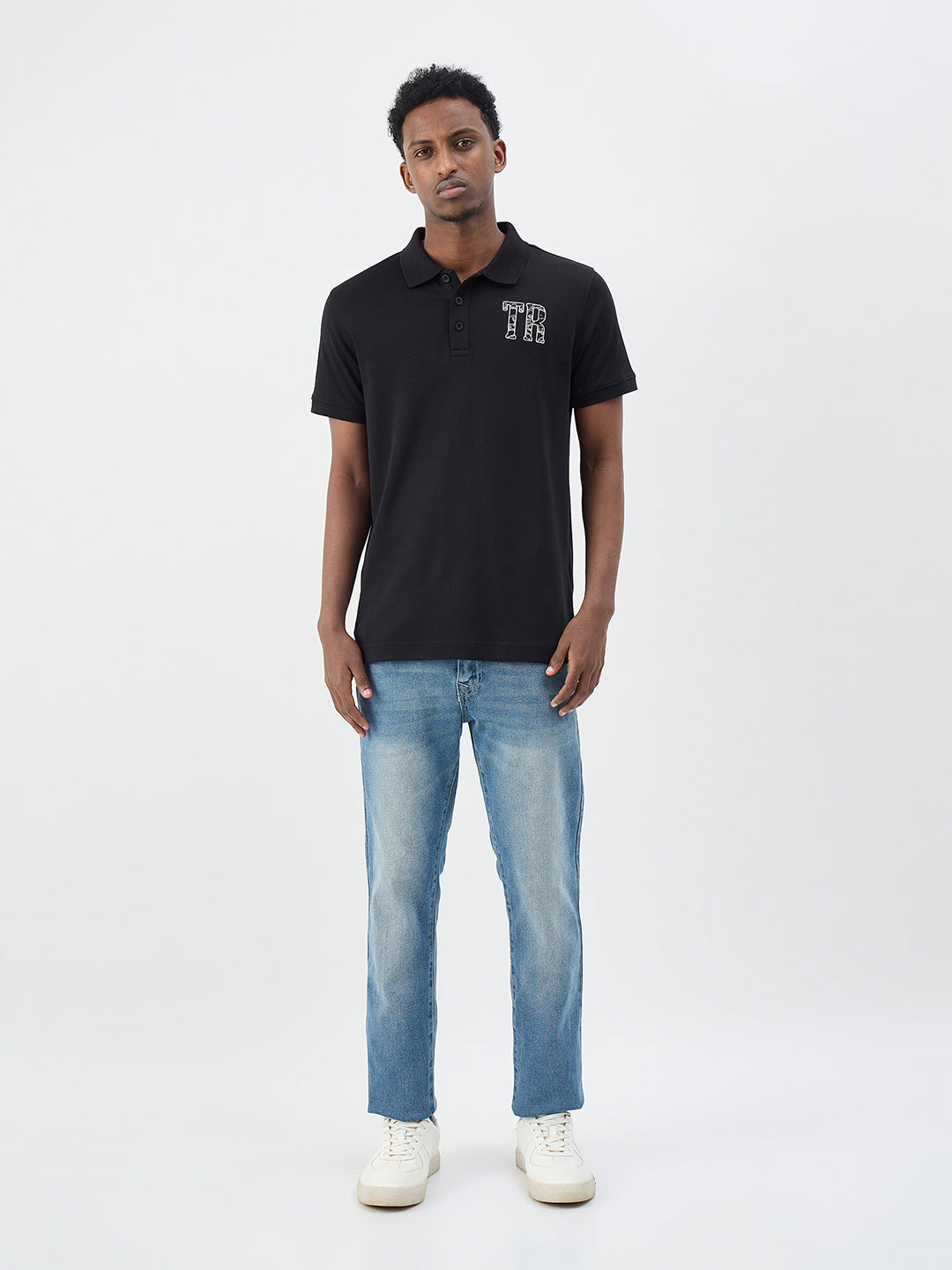 True Religion Men Solid Black Polo T-Shirt