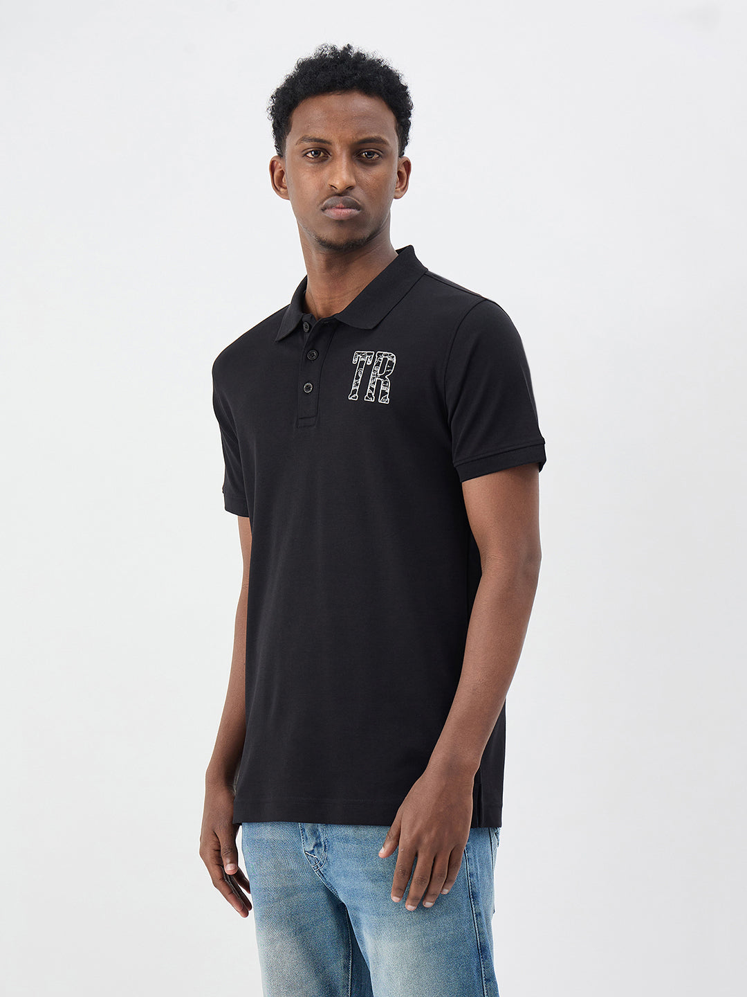 True Religion Men Solid Black Polo T-Shirt