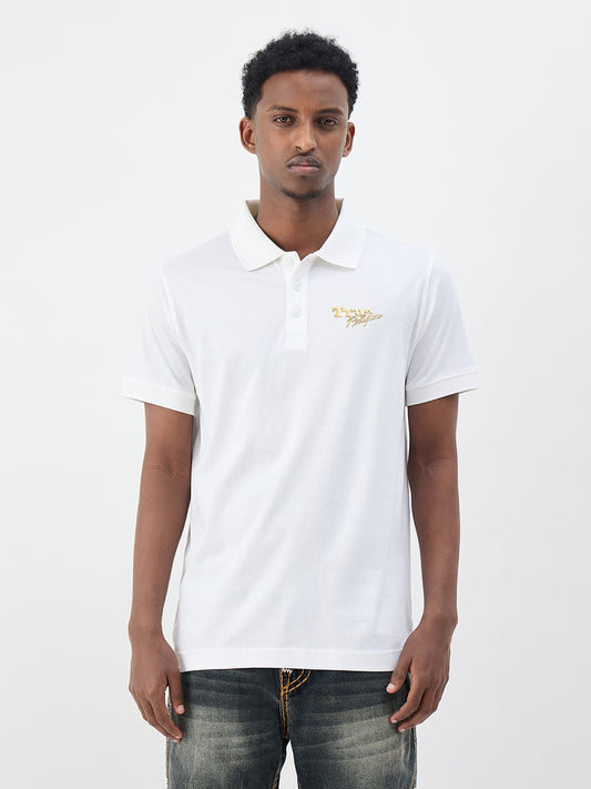 True Religion Men Solid White Polo T-Shirt
