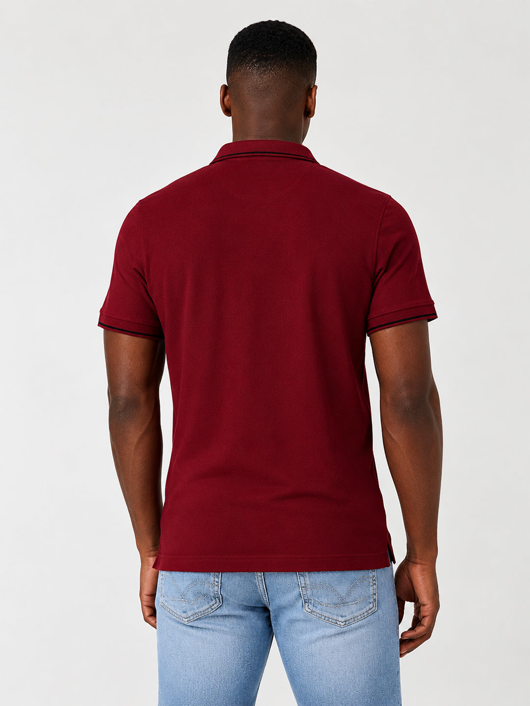 True Religion Men Maroon Solid Regular Fit Pure Cotton Polo T-Shirt